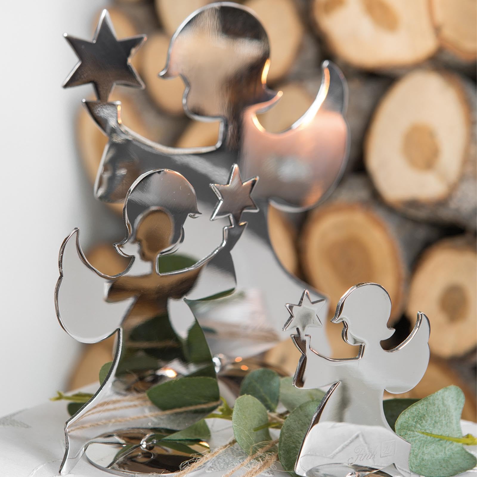Fink Engel Deko-Figur aus Edelstahl 24 x 13 x 30 cm zum Aufstellen Weihachten & Advent
