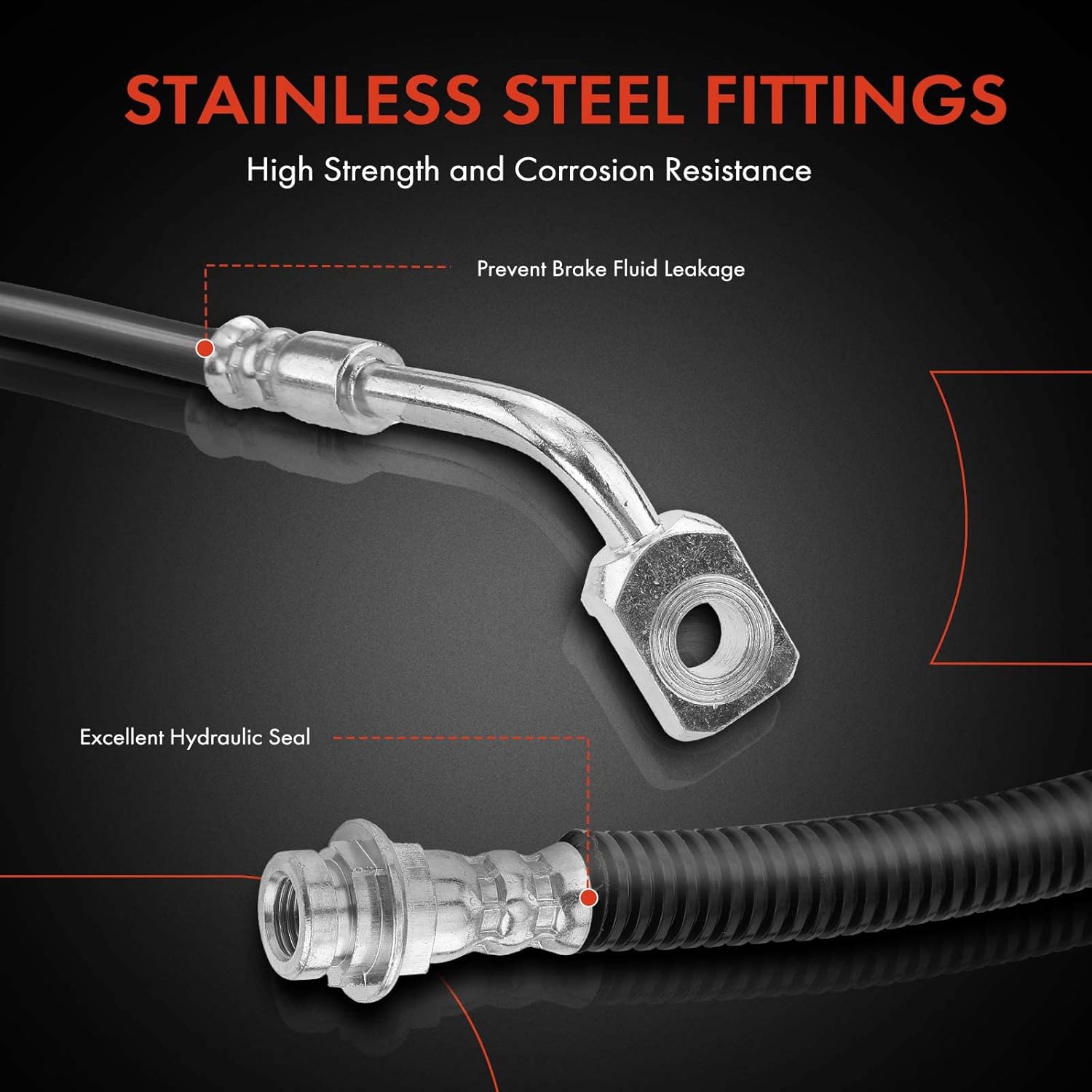 A-Premium Front Driver and Passenger Brake Hydraulic Hose Compatible with Buick and Cadillac Models - Lucerne 2006-2011, DTS 2006-2011