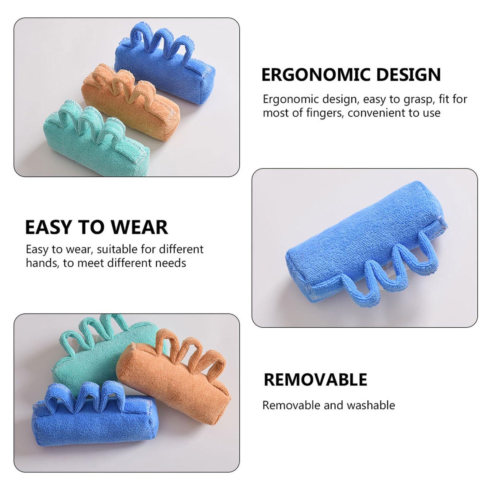 STOBAZA Separador de Dedos Ergonómico de Tejido Azul para Pacientes Mayores Protector de Palma, Cojín para Contracturas y Bola Separadora Fácil de Usar y Lavable