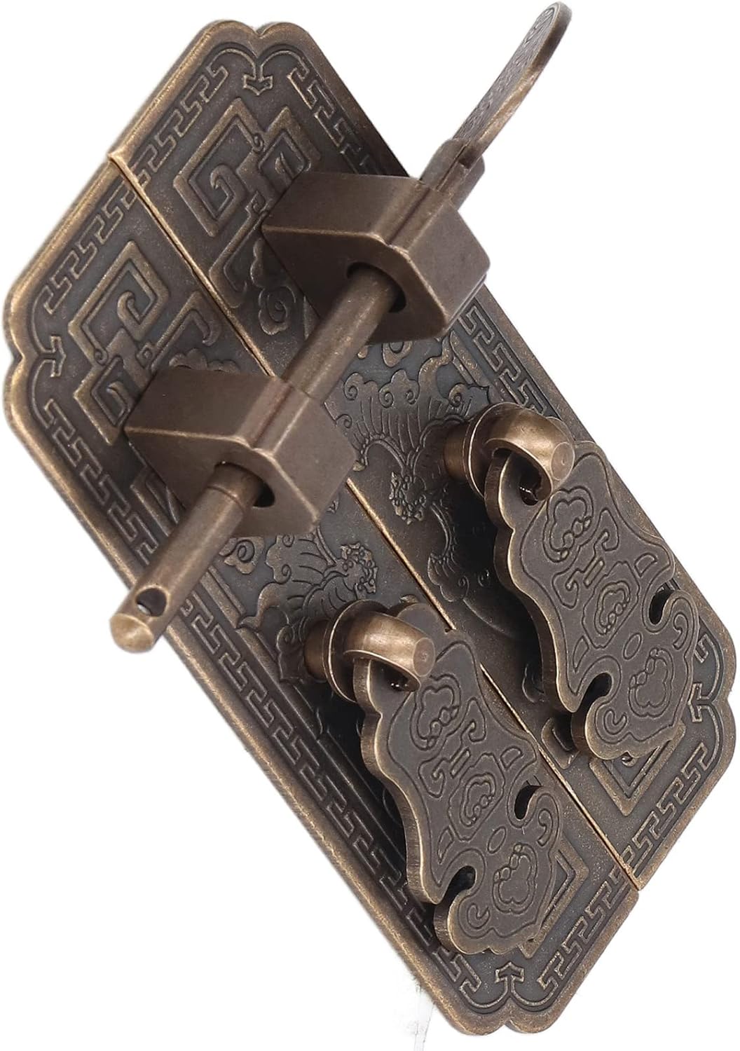 Antique Brass Door Pull Plate with Auspicious Bat Pattern Chinese Style Faceplate for Cabinet Furniture Decoration