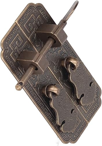 Miniatura 7 de FTVOGUE Tirador de puerta chino, latón antiguo tira de gabinete placa frontal retro auspicioso patrón de murciélago manijas decorativas de gabinete