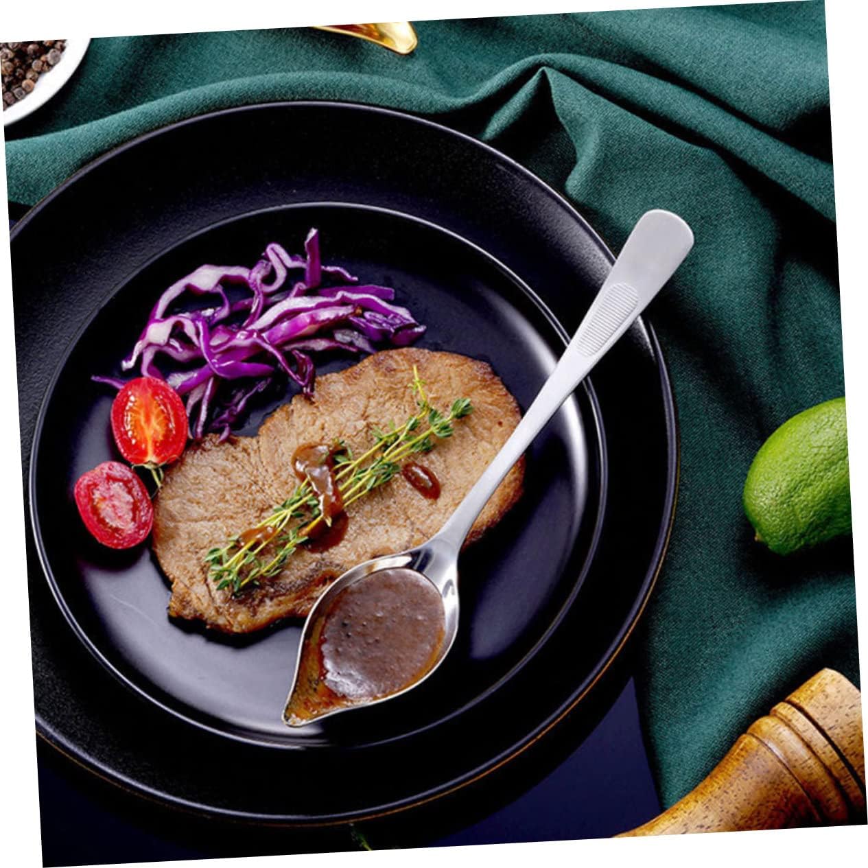 2Pcs Stainless Steel Gravy Sauce Spoons with Long Handle