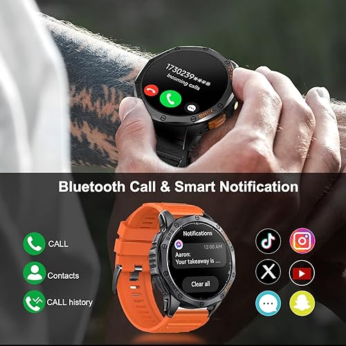 Miniatura 5 de Relojes inteligentes militares con GPS integrado, más de 170 modos deportivos para hombres con linterna, reloj inteligente para teléfonos Android y