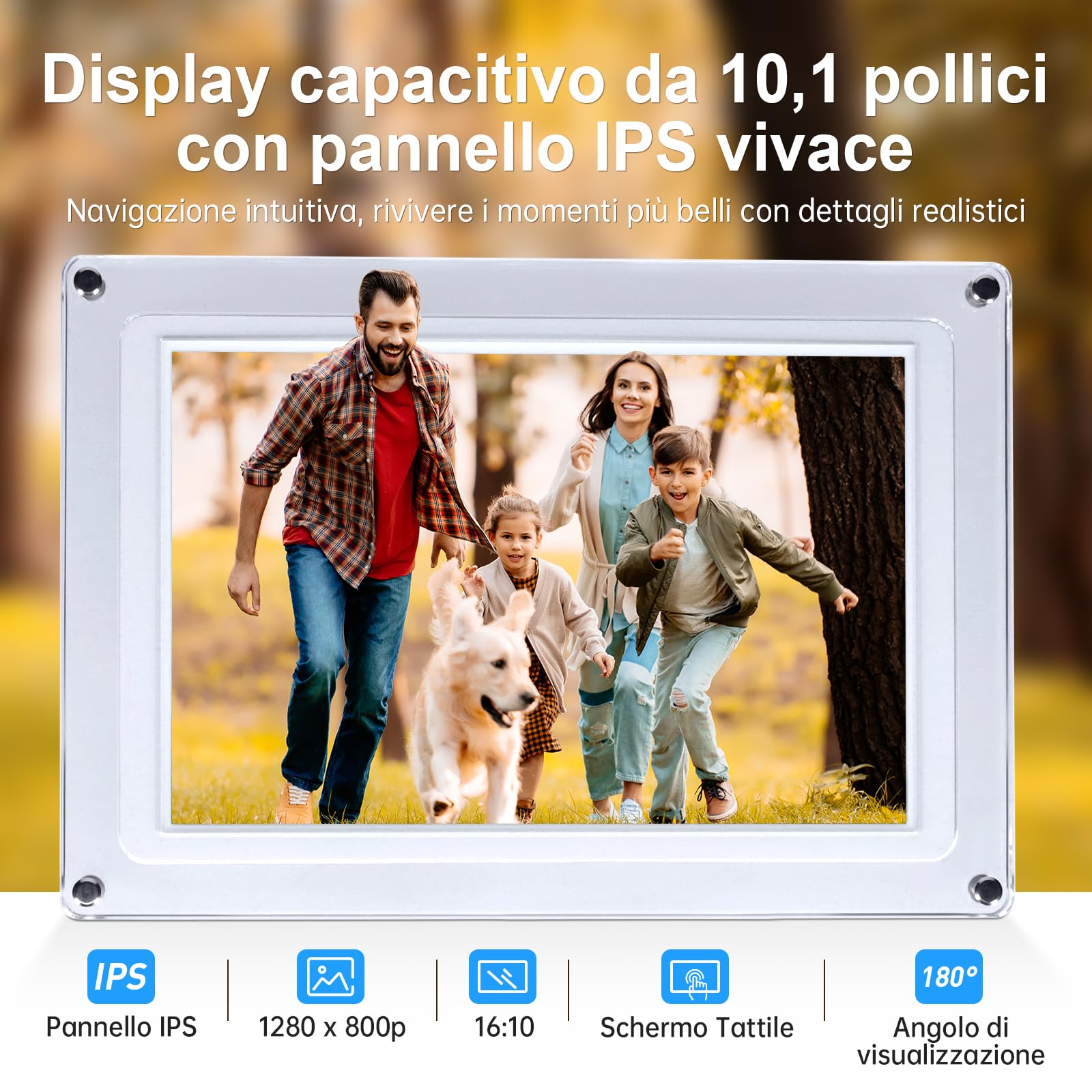 Cornice Digitale Foto, Rollei Smart Frame WiFi 109 10,1 Frameo Portafoto Digitale 32GB 1280x800 Schermo Tattile IPS Condivisione Istantanea di Foto e Video Acrilico Cornice-Digitale-Foto-Frameo-WiFi