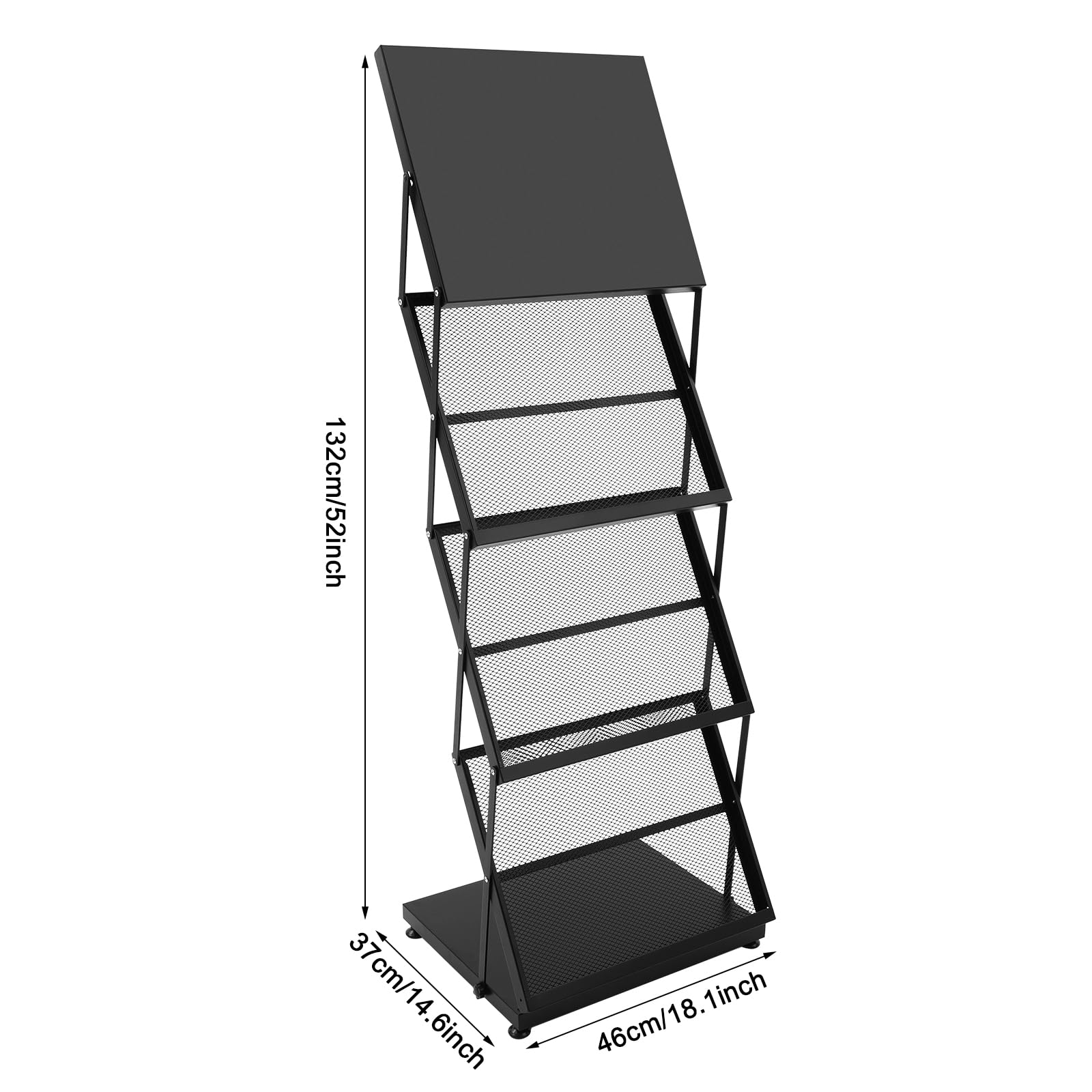 Prospektständer klappbar, A4 Zeitschriftenständer für Messen Ausstellungen | 3 Rahmen, 50 kg Tragkraft, Schwarz
