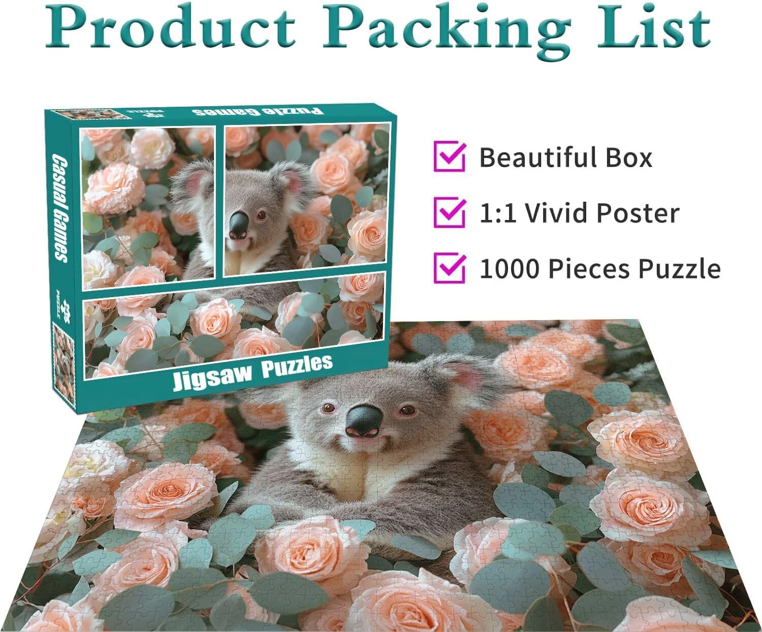 Puzzle Erwachsene 2000 Teile Koala Blume Educa Jigsaw für Kinder ab 8 Jahren Mädchen Jungen, Erwachsene Impossible Klassische Puzzles Schwer, Anspruchsvoll Spielspaß, Als Geschenke 70x99cm t-388