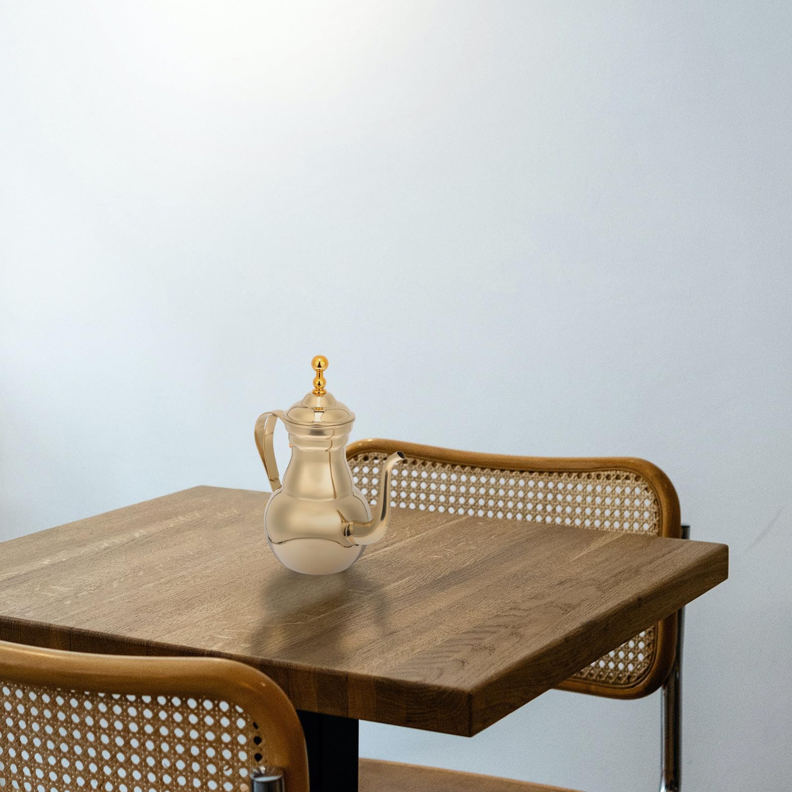 TOYANDONA Caffettiera da Caffè Filtro in Acciaio Inox Stile Mediorientale | Beccuccio, Impugnatura Ergonomica, Finitura Oro, Adatta per Ufficio e Caffè