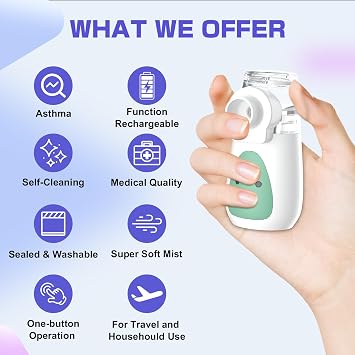 Nebuliser Machine for Adults & Kids, Portable Nebuliser with Charging Function, Handheld Steam Inhaler for Home and Travel Use