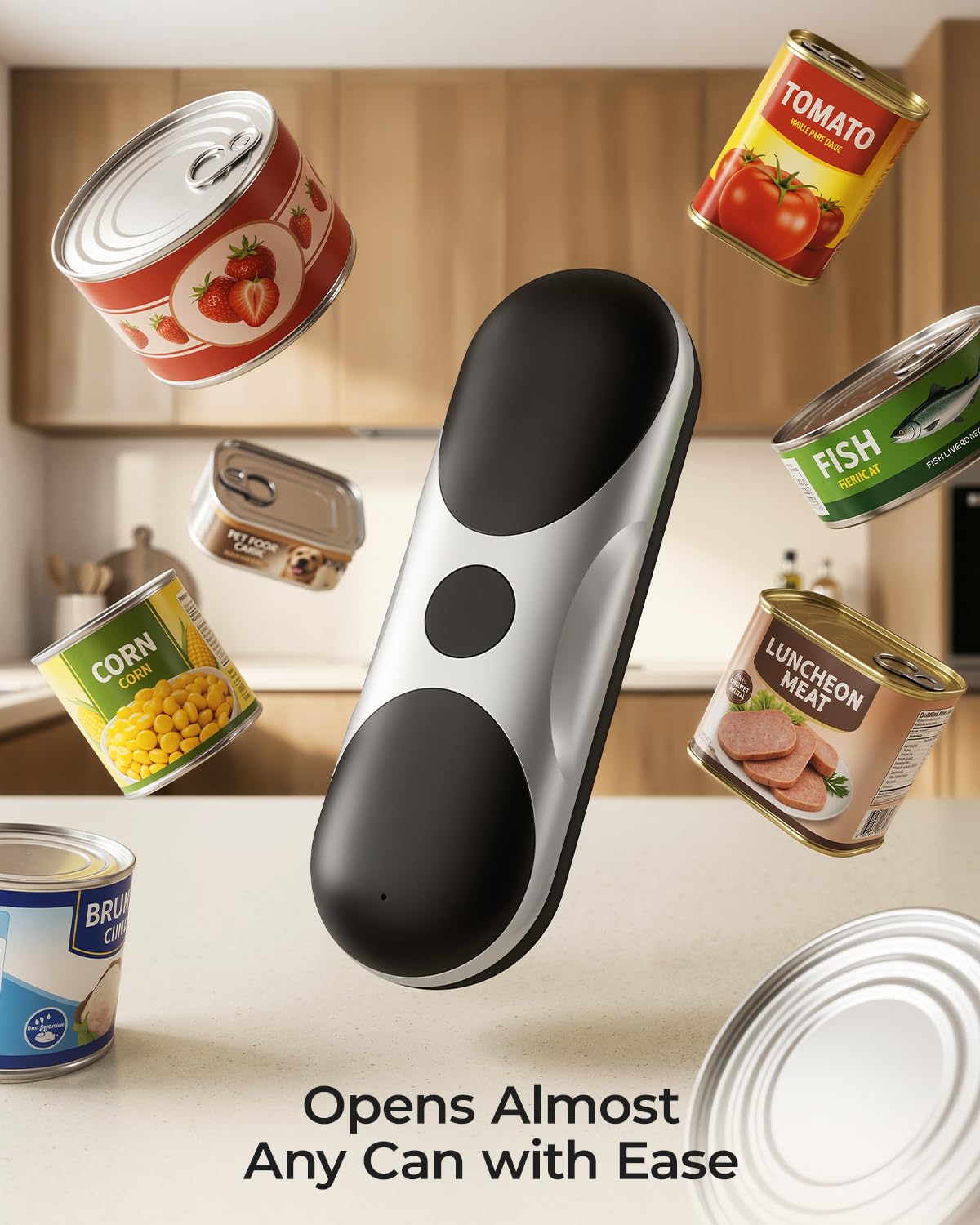 Ouvre-boîte électrique rechargeable pour personnes âgées souffrant d'arthrite - Fonctionnement automatique à une touche - Avec bord lisse - Pour petites ou grandes boîtes