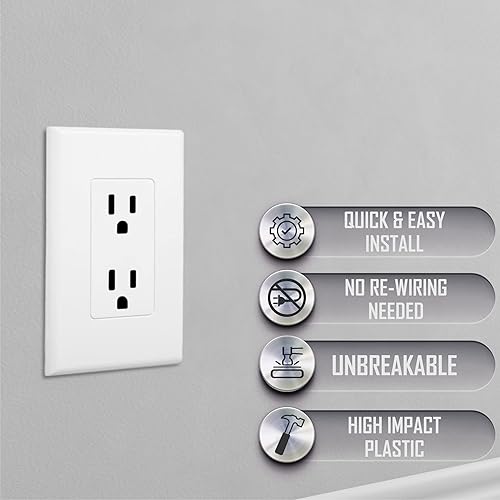 Miniatura 4 de TayMac A12W Allure - Placa de pared no metálica con inserto dúplex, color blanco