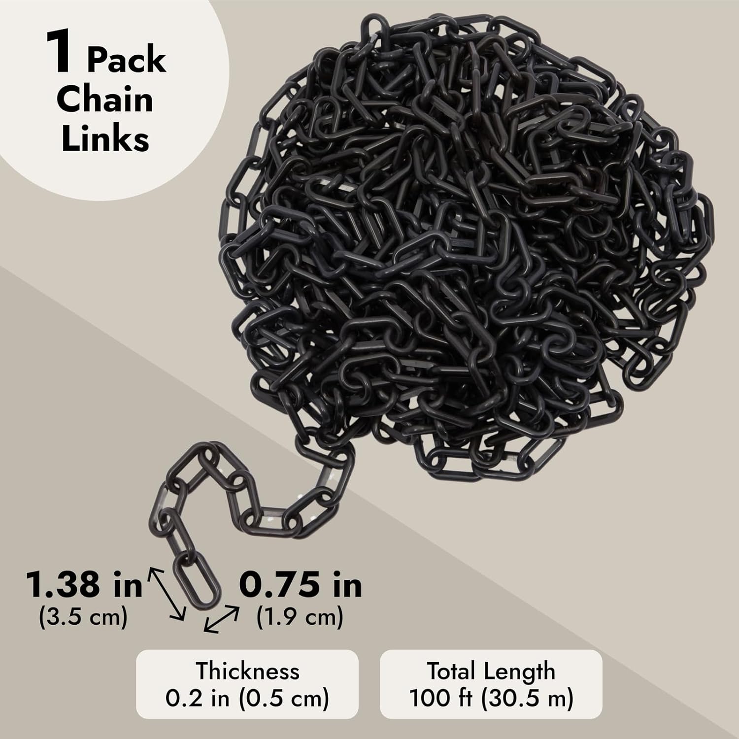 Stockroom Plus Plastic Chain - 100 ft, Black Plastic Chain Links - Safety Barrier for Fence, Driveway, Parking Lot & Gate - Image 5