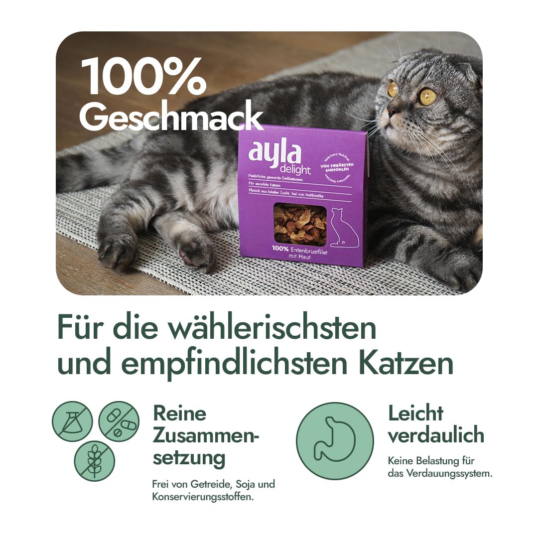 AYLA Premium Gefriergetrocknetes | 5X Bundle Proteinreiches Katzenleckerlis | Vital-Booster für Fell & Muskulatur | Für Kitten & Erwachsene Katzen (140g, Hühnerbrust-Filet)