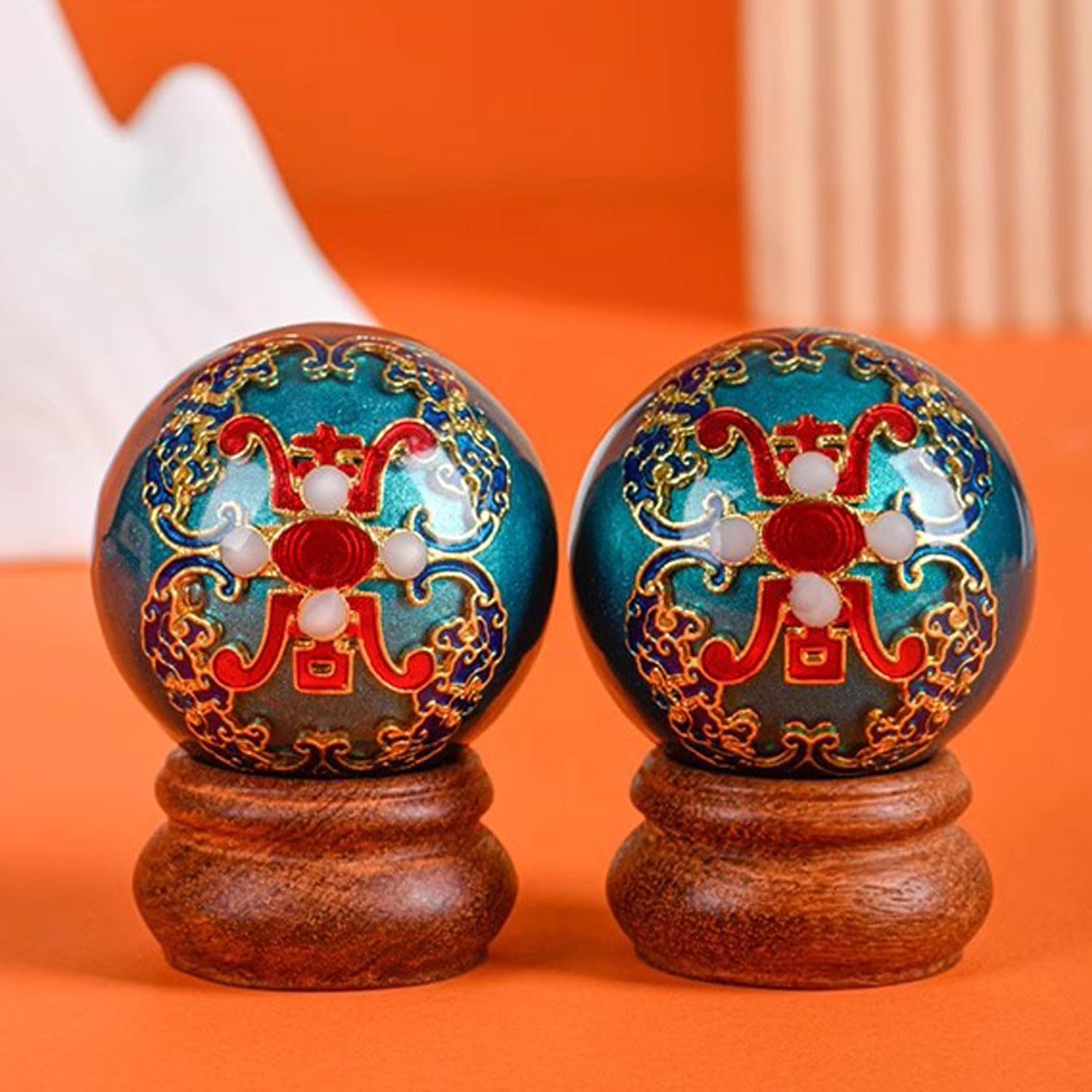 Bolas de Baoding Bolas de Salud Chinas Bola sólida de la Bola del Hierro de Baoding, Bola torneada a Mano de la Aptitud, usada para el Ejercicio de la Mano(Color:B,Size:)