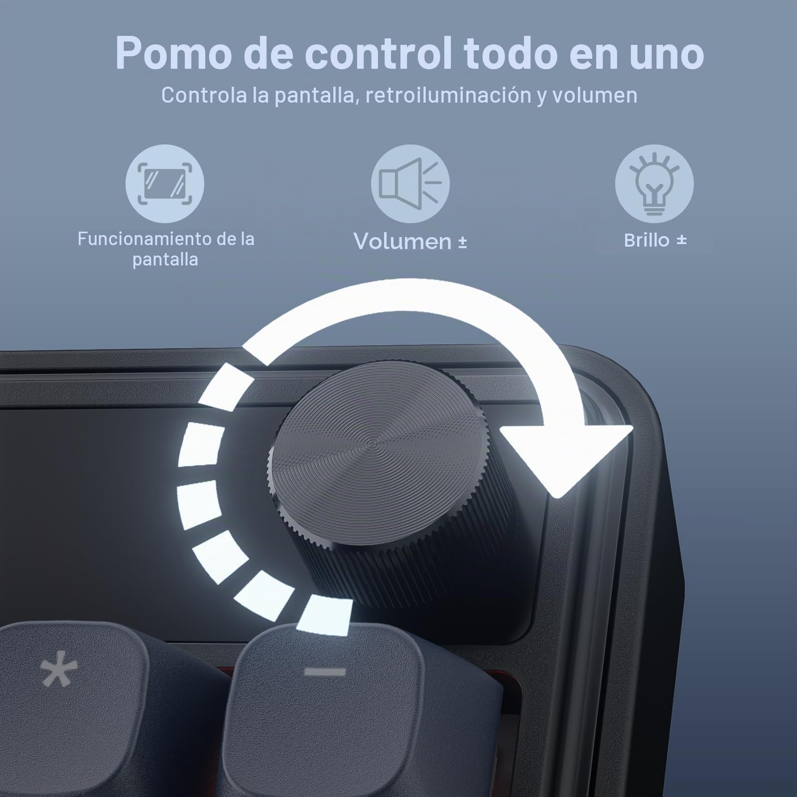 Redragon K761 Teclado Gaming Inalámbrico Pantalla Hype Perilla 104 Teclas | Pantalla TFT 1.14 Pulgadas Fácil Control 5 Capas Amortiguación Ruido Mecánico Gasket