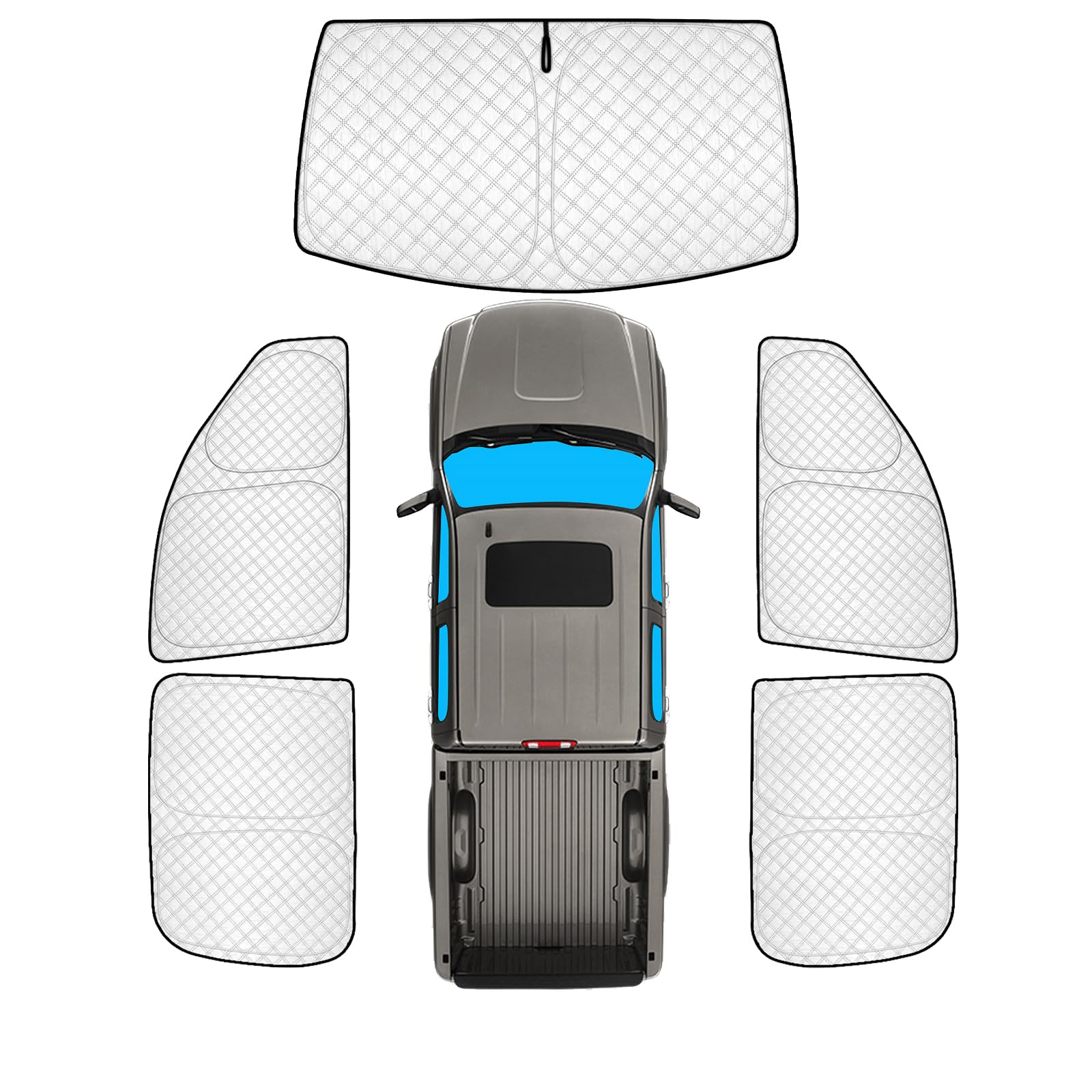 KMF 5pcs Car Sun Shades Custom for GMC Sierra 2007-2013 Accessories 2007-2013, Car Window Covers Sunshade for Windshield Side, Sun Visor UV Block and Blackout Privacy for Camping Outdoor