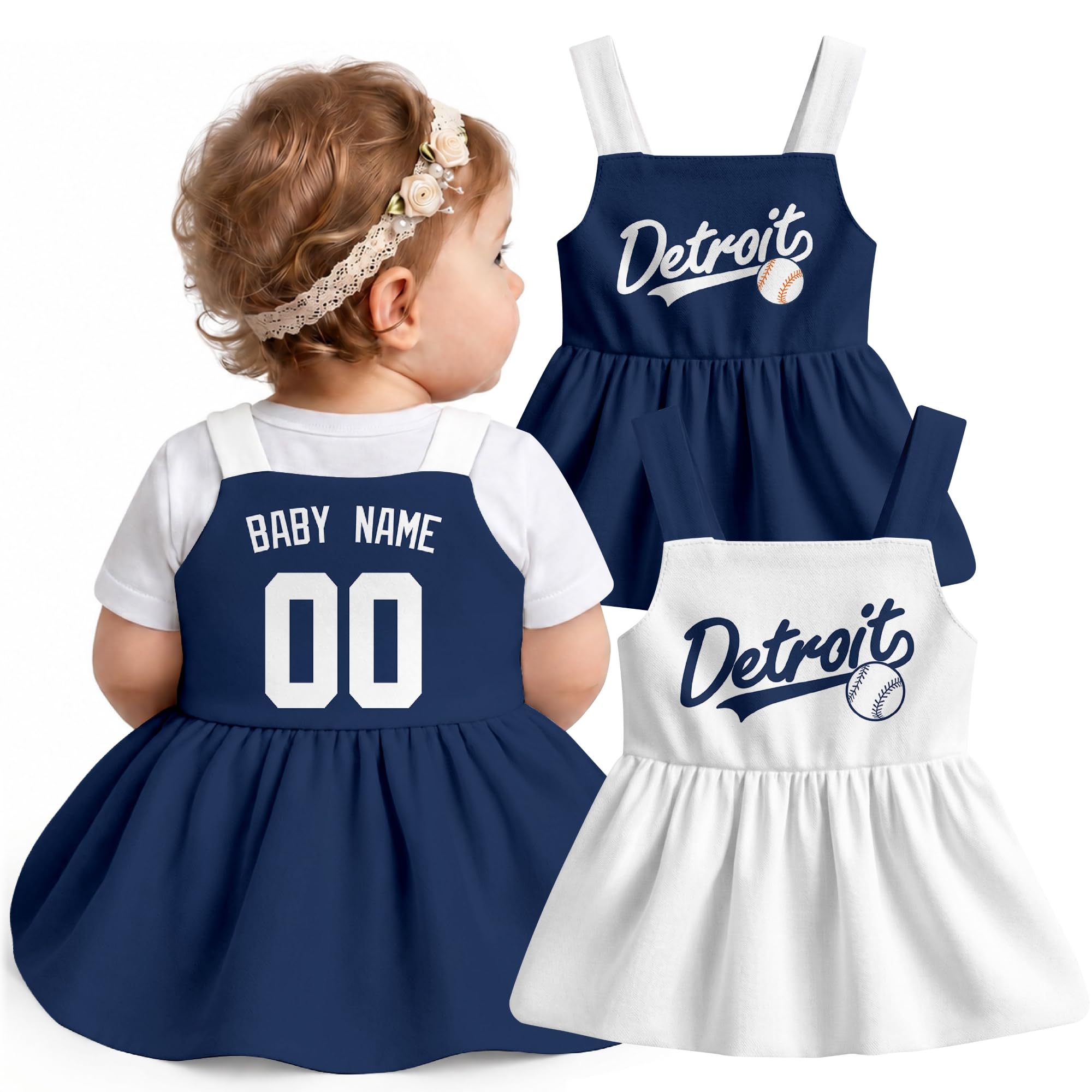 KREDE Baby Girl Clothes Custom Baby Strap Dress with Number Name for Baby Girl Gifts