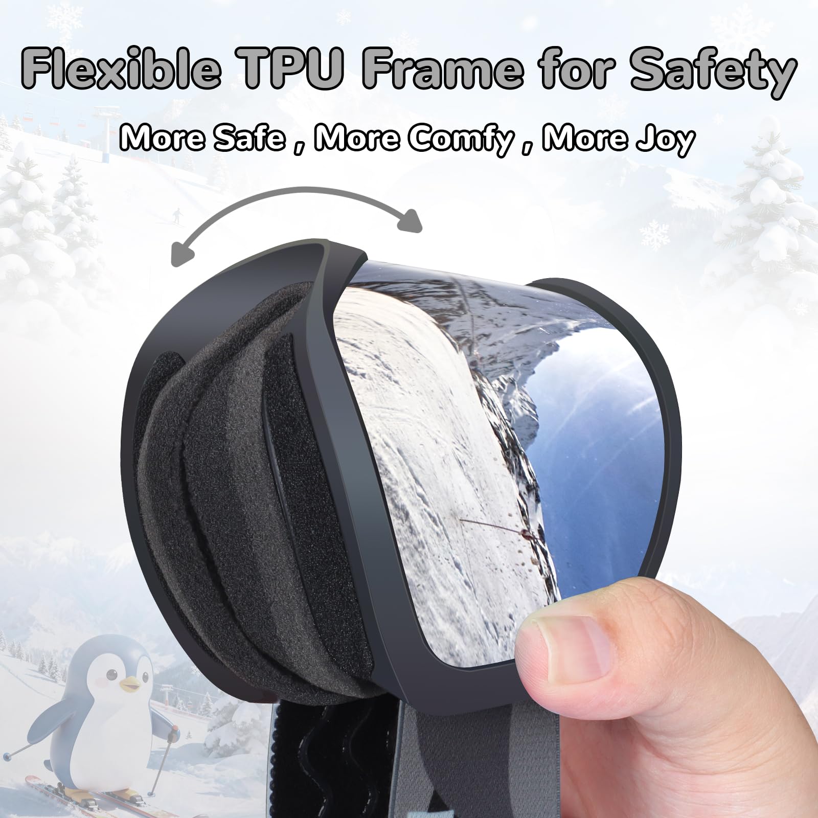 Keary Lunettes de ski pour enfants de 3 à 14 ans, lunettes de neige avec protection UV à 100 %, anti-buée