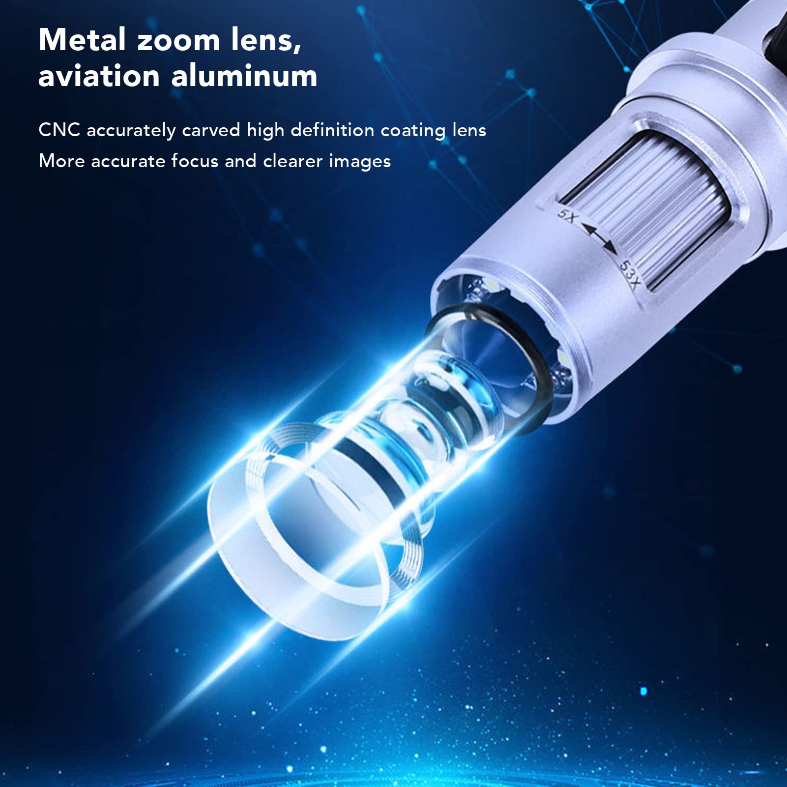 Hyuduo Microscopio Digital, Microscopio Industrial de Acero Inoxidable ABS, Pantalla IPS de 2 MP y 7 Pulgadas, Zoom de 5X a 53X, Medición de Foto y Video para Soldar Reparación de Joyas con Monedas