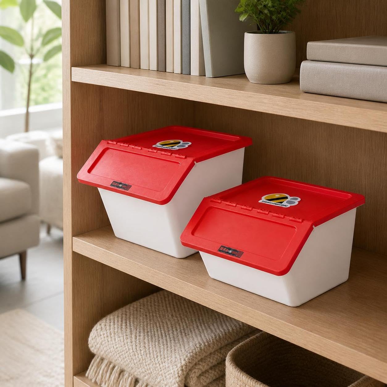 Contenitore Portaoggetti Impilabile, 2 pezzi, Arancione