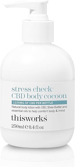 This Works Stress Check CBD Body Cocoon, a Stress-Busting Body Lotion with CBD and Shea Butter, Infused with Lavender, Ylang Ylang and Neroli Essential Oils to Revitalise Skin, 250 ml