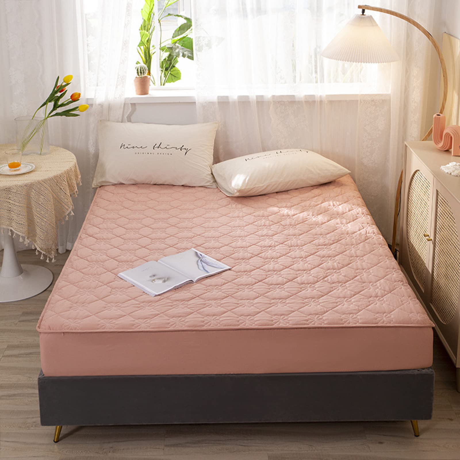 Protège-Matelas Simple, draps Doux, matelassés et imperméables avec Bords élastiques durables pour lit Extra Profond,Pas de protège-Matelas Qui craque,180x200+25cm