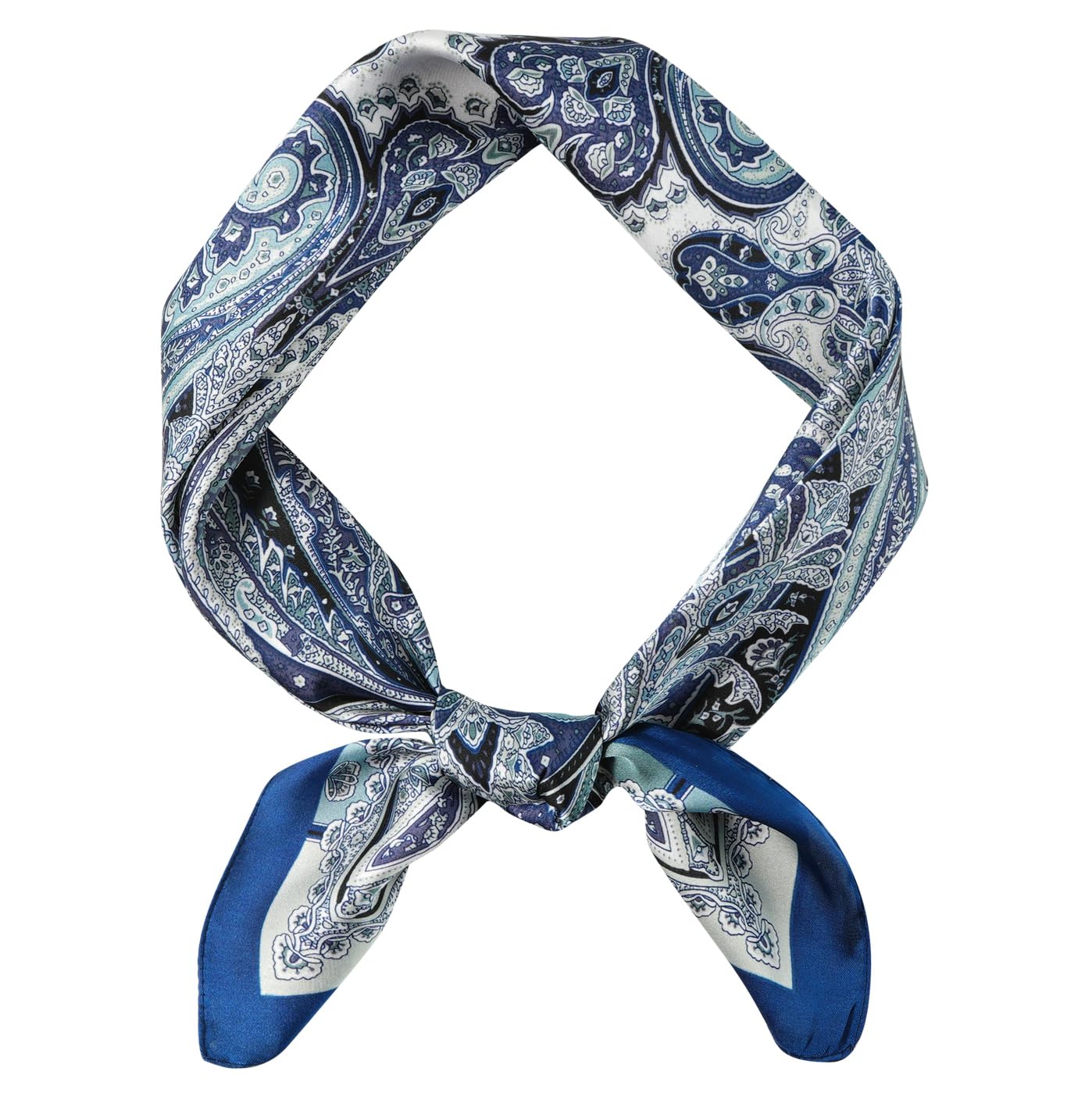 GERINLY Vintage Silk Feel Square Scarf for Men Satin Bandana Tiny Pattern Print Neckerchief Geometry Head Scarf Fashion