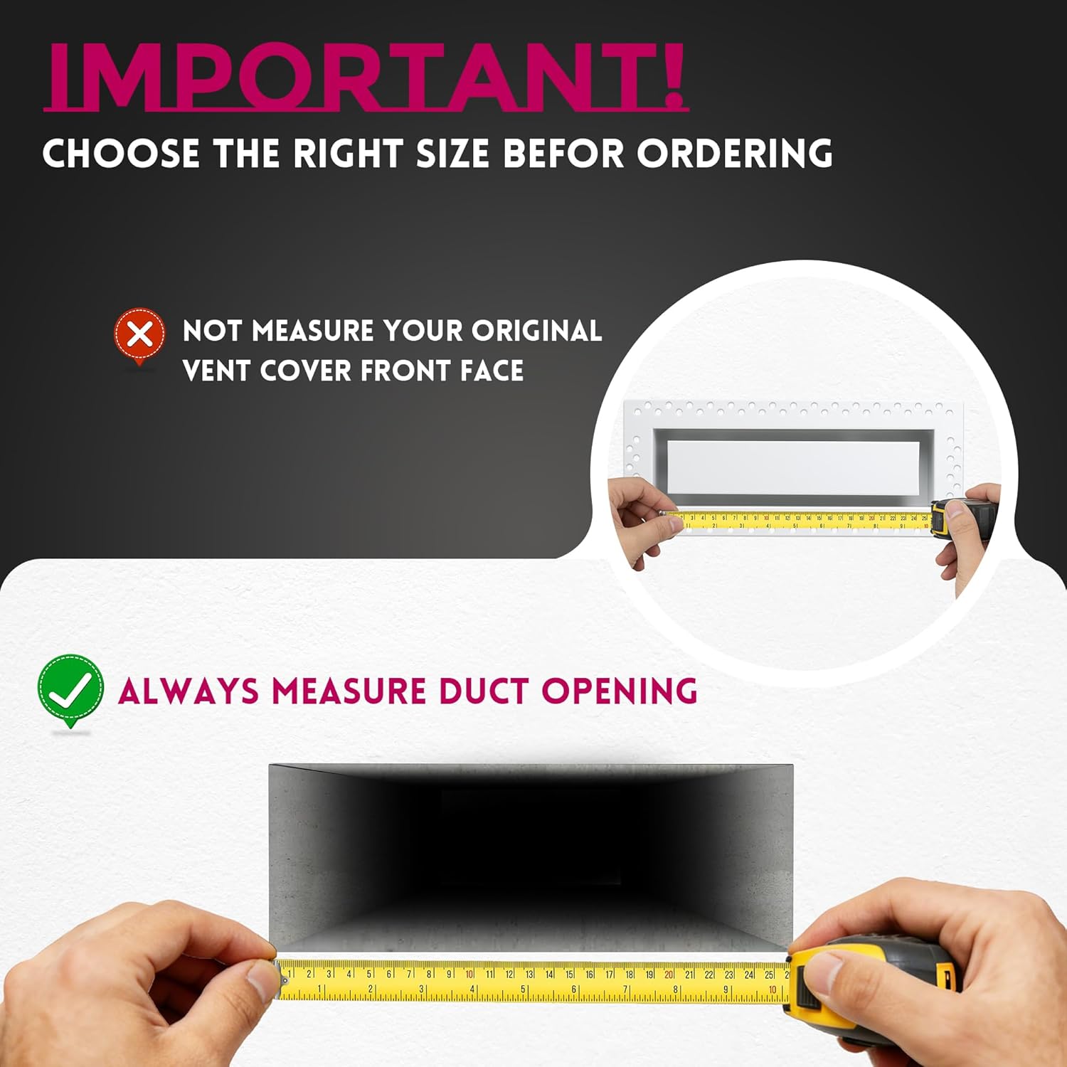 Flush Wall Vent Cover, 3"x10" Metal Wall Vent Paintable Wall-Mounted Air Register Grille White AC Vent Cover with Manual Damper for Walls Ceiling