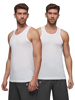 XYXX Men's Ace Premium Cotton Modal Round Neck Vest Pack of 2 (White;White; XL)