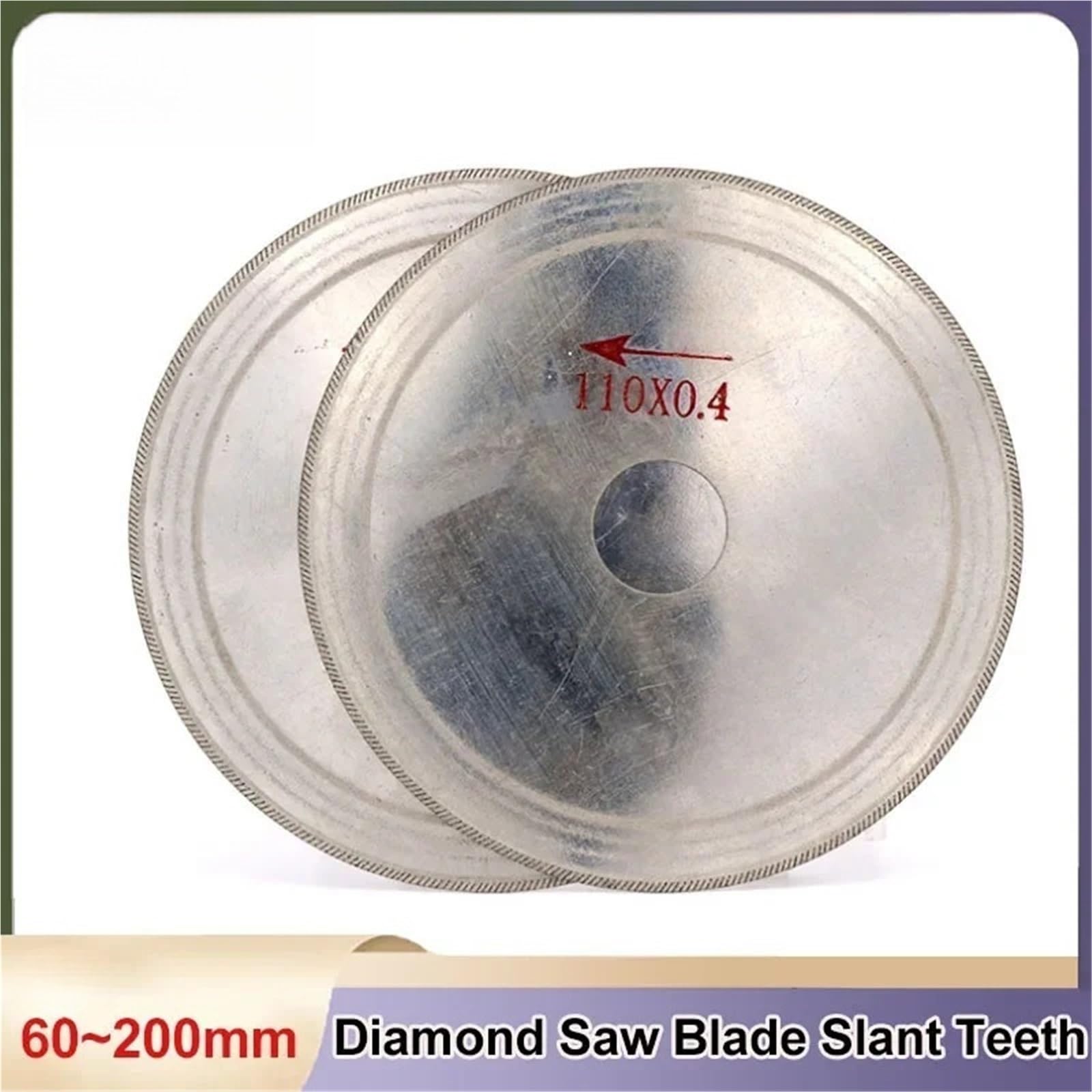 1 Stück 60 mm - 200 mm ultradünnes Diamantsägeblatt mit schrägen Zähnen, Schneidwerkzeug for Schneiden von Glas, Stein, Bernstein, Kristall, Edelstein(200x25x0.3mm)