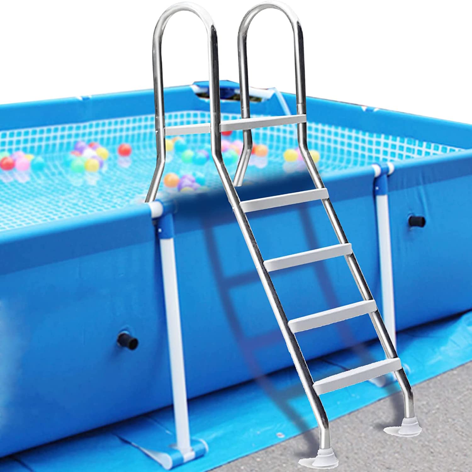 Escalera para Piscina elevada, de Acero Inoxidable 304, para Piscina elevada, Accesorios metálicos, 2 escalones