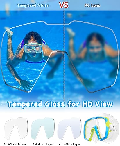 Miniatura 5 de Freela Gafas de natación para niños con cubierta de nariz para 6 a 16 años, paquete de 2 máscaras de natación de visión amplia, antiniebla, sin