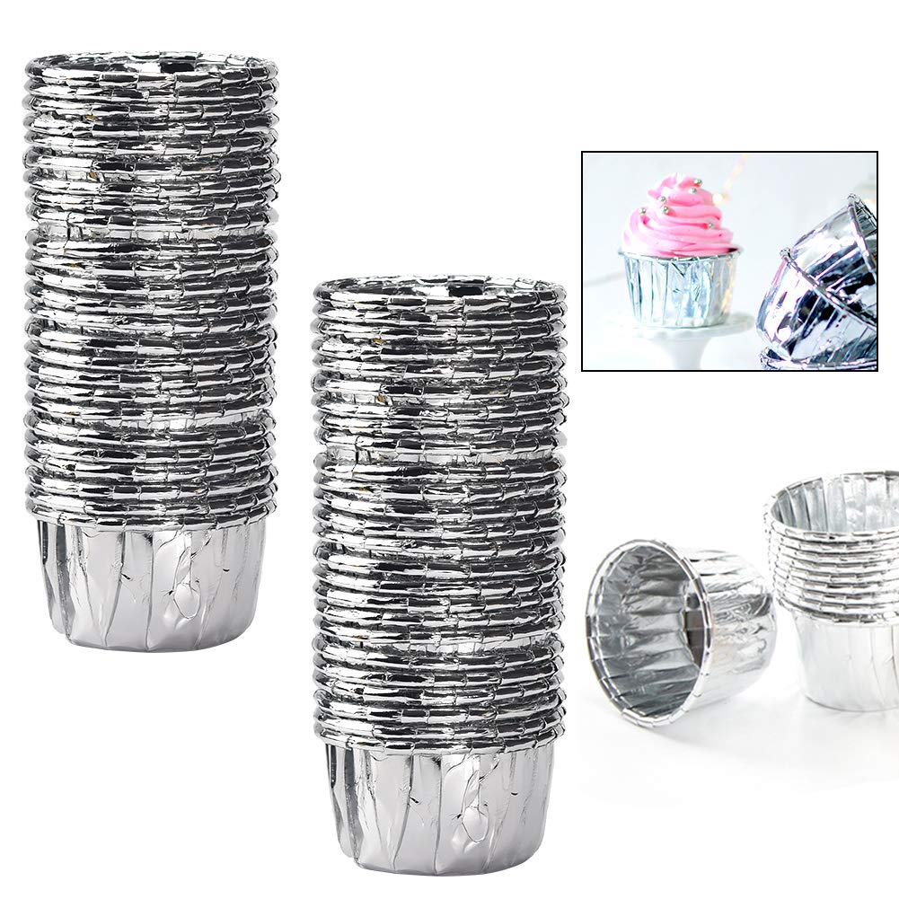 Silver Baking Cups 100pcs Metallic Small Baking Cupcake Liners
