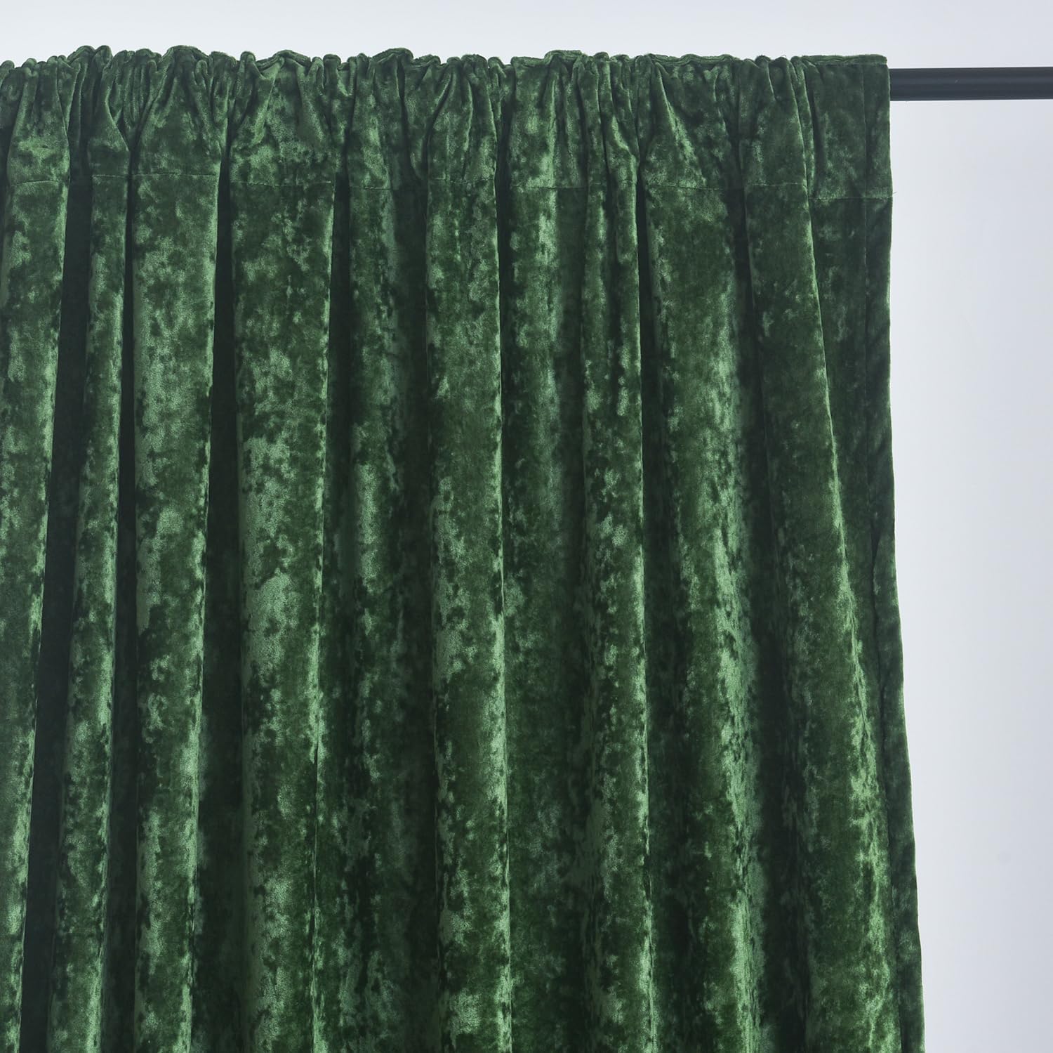Lux Forest Green Crushed Velvet Curtains, 2 Panel Set, Room Darkening Distressed Velvet Back Tab Curtain, 52" W x 84" L for Living Room Bedroom Window Drapes