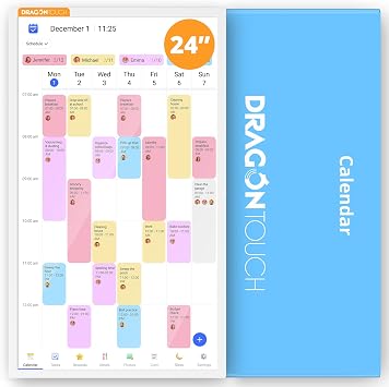 Dragon Touch 24 inch Digital Calendar Chore Chart Interactive Touchscreen, Smart Family Planner, Hearth Display Desk Digital Calendar Best Gifts for Christmas, Wedding, Mom