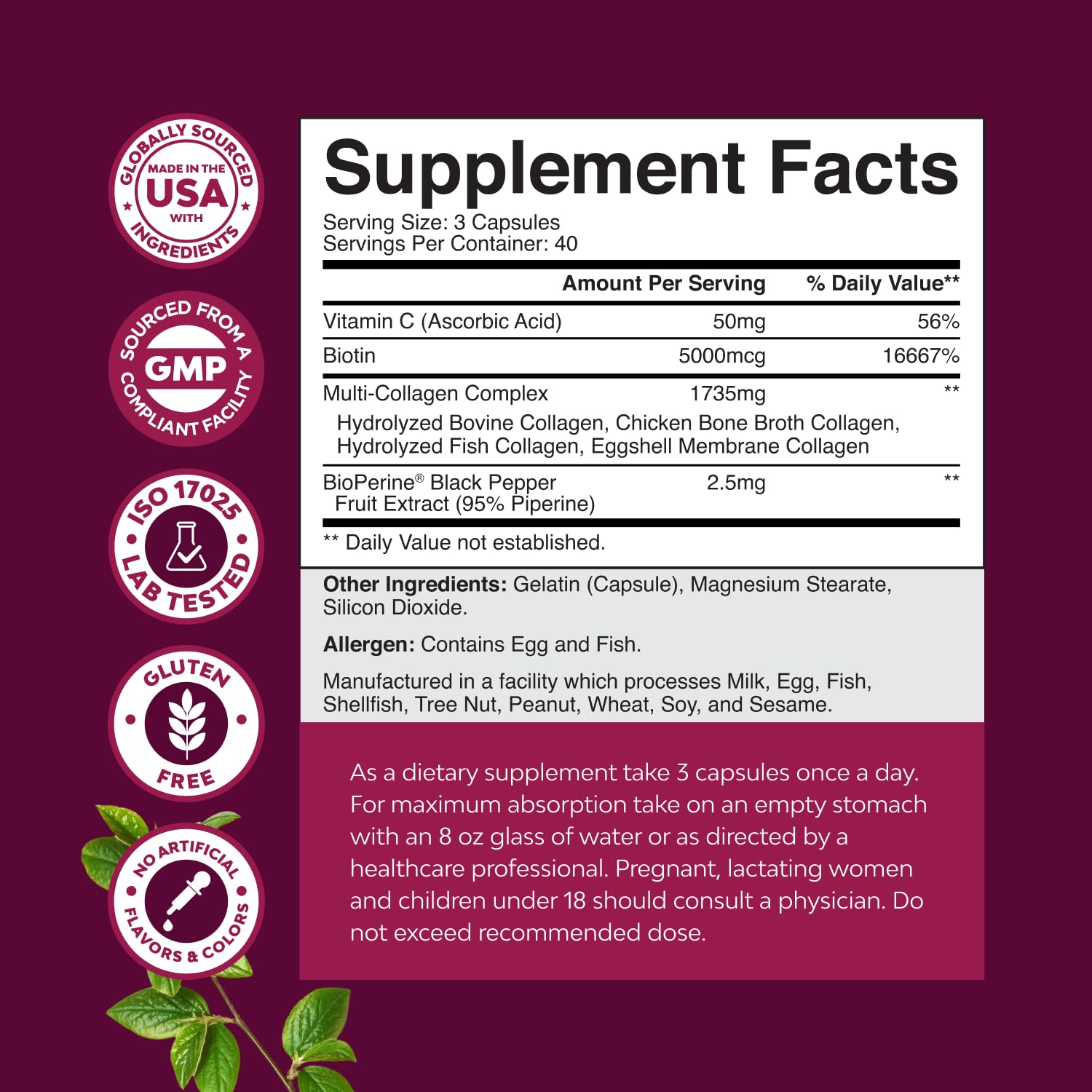 Advanced Multi Collagen Peptides Capsules - Skin & Hair Support - 120 Ct — Amazon image 7