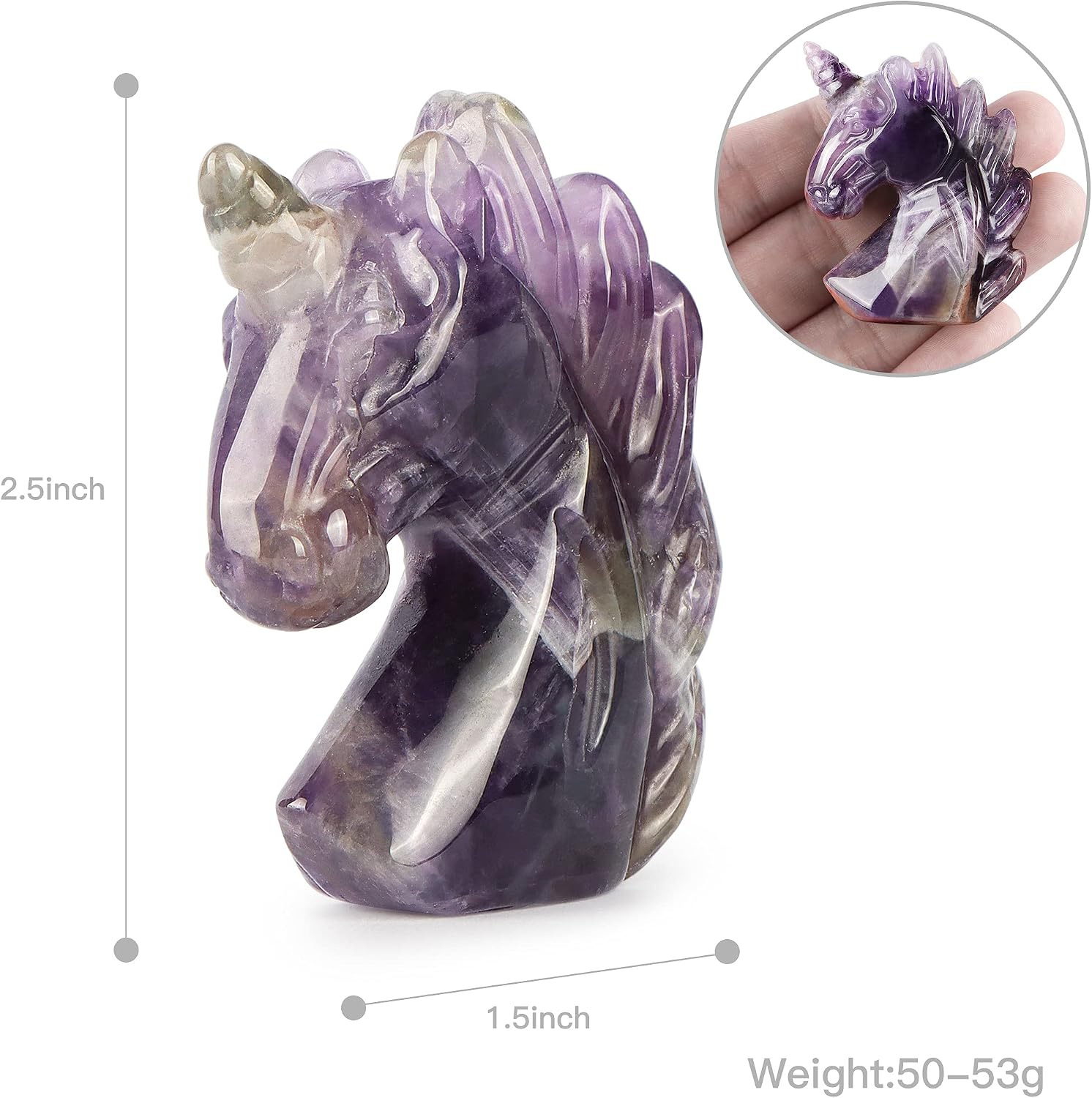 Artistone Amethyst Crystal Unicorn Figurine 3 inch Carved Healing Crystals Unicorn Ornament Gemstone Statue Collectibles Gifts Home Decor - Image 3