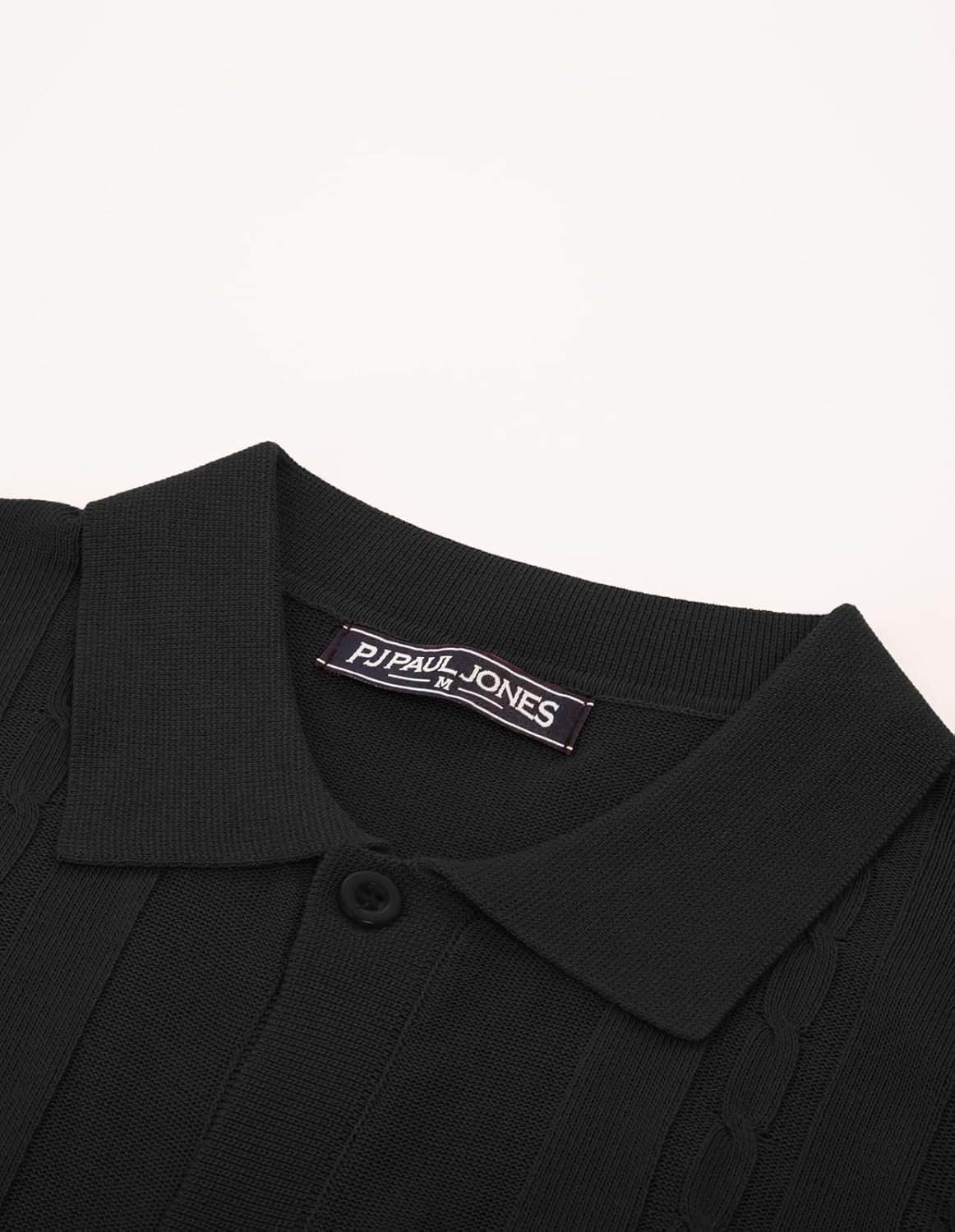 PJ PAUL JONES Mens Knitted Polo Shirt Short Sleeve V Neck Summer Tops - Image 5