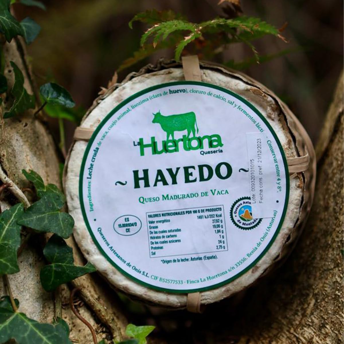 LA HUERTONA Queso Asturiano HAYEDO de leche pasteurizada de vaca, 400 gr., Origen Asturias, Envasado al vacío