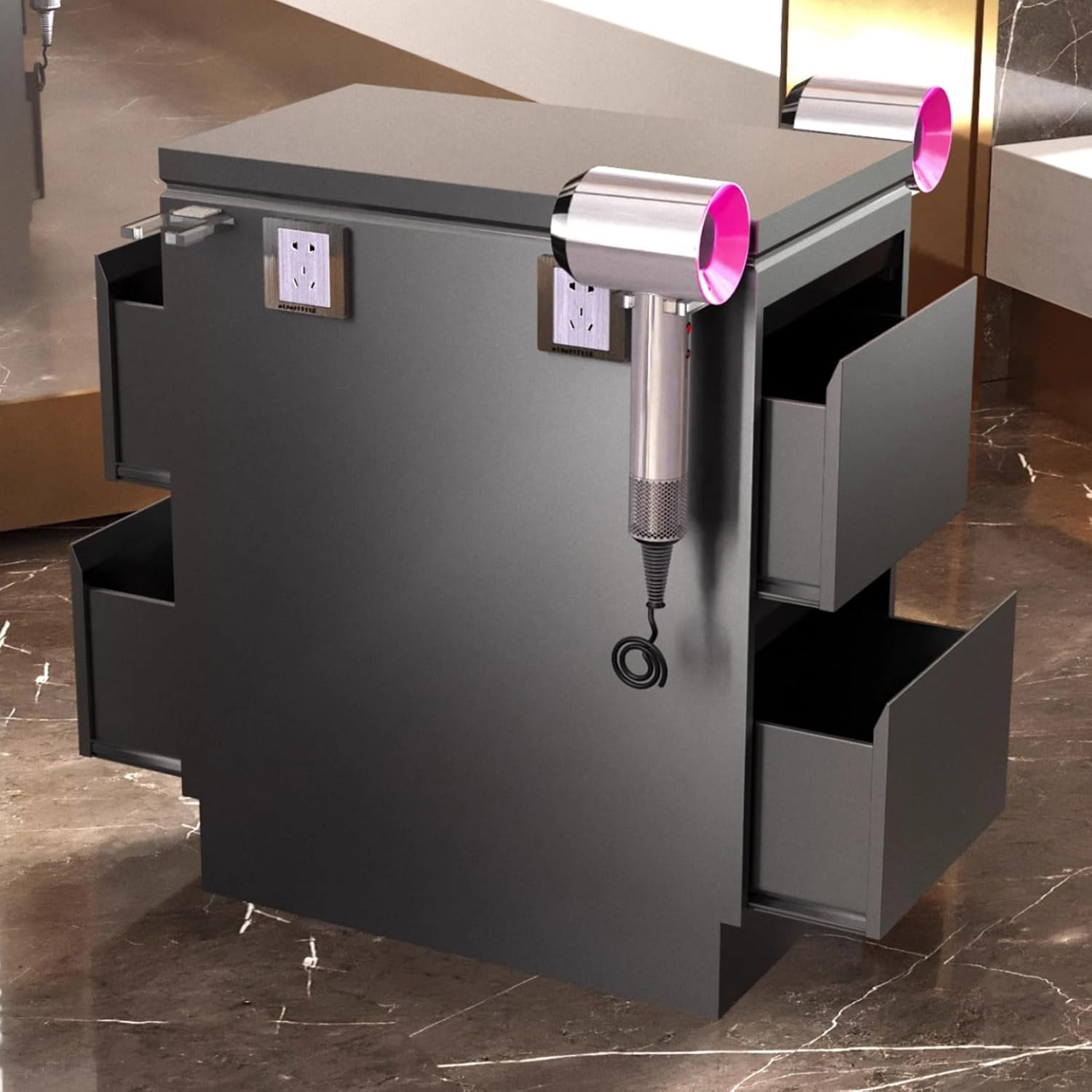 Stainless Steel Barber Salon Storage Cabinet - 3 Drawer Styling Station for Hair Stylists, Beauty Spa and Tattoo Tool Organization, Salon Equipment Storage