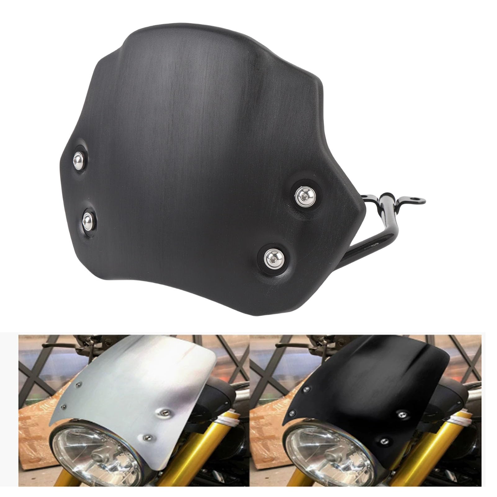Parabrezza Moto, per Modelli Dal 2014 Al 2023 (BLACK) | Costruzione 100% in Lega di Alluminio, Riduce la Resistenza del e il Rumore, Compatibile con R NINE T Pure Racer Scrambler