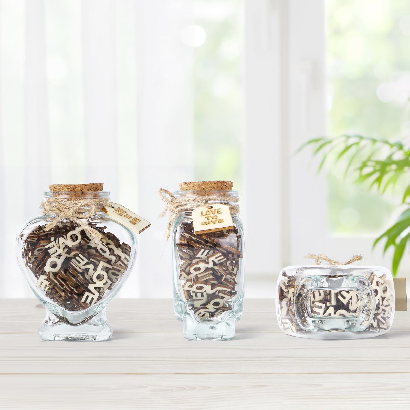 Yunjuhop Jar of Love, Glass Jar with Wooden Cutout Letter 'Love' for Valentines Day, Birthday, Anniversary, Christmas, Father's Day