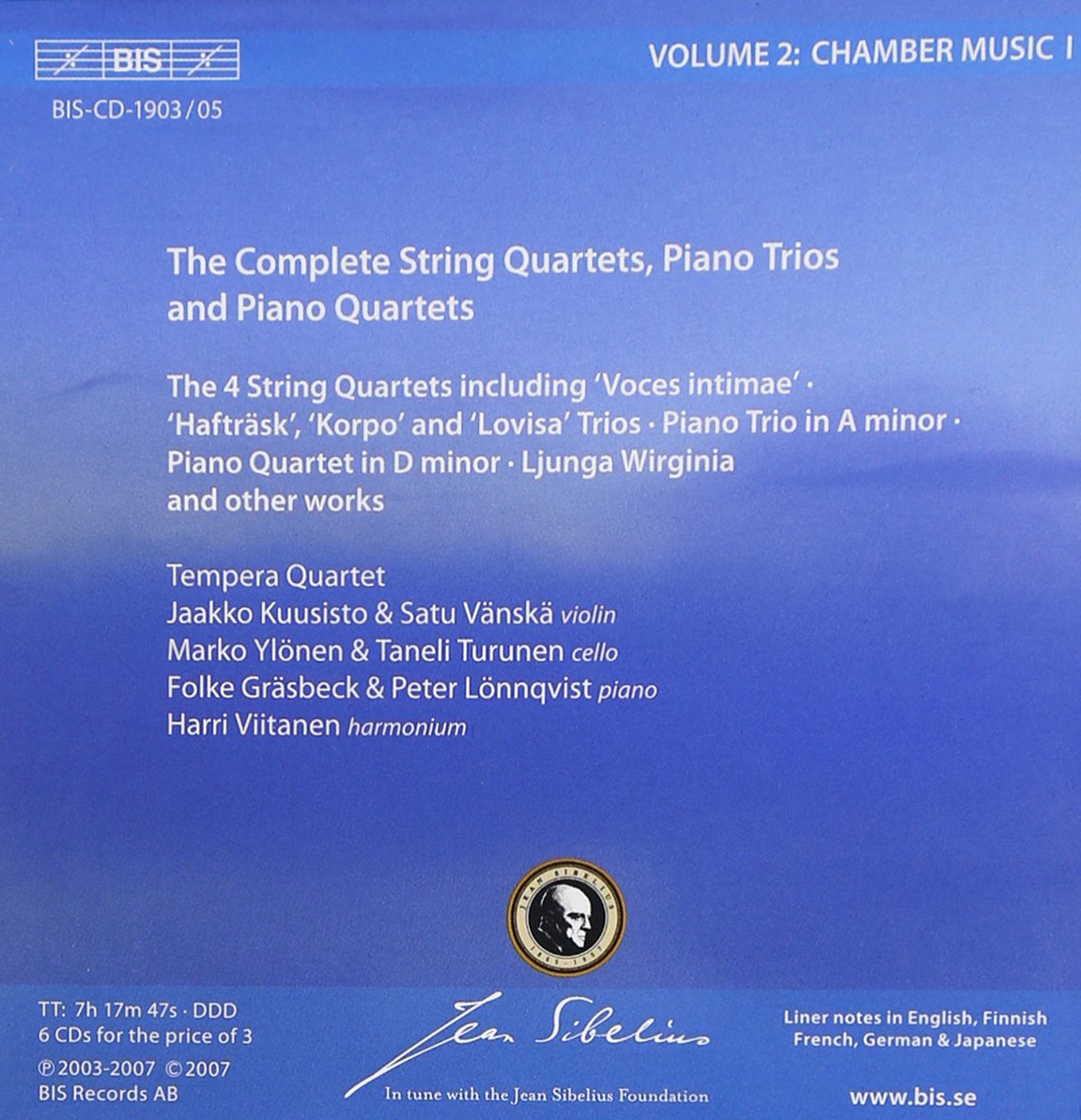 The Sibelius Edition: Chamber Music, Vol. 1