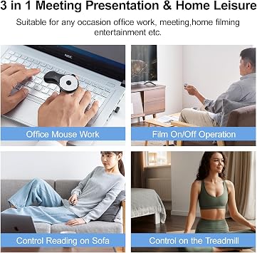 SANWA 3 in 1 Bluetooth Finger Ring Mouse, Wireless Presentation Clicker, Video Scroller & Page Turn for Kindle APP, Mini Wearable Mouse, Rechargeable Handheld Remote Mice for PC, Laptop, Mac, Tablet