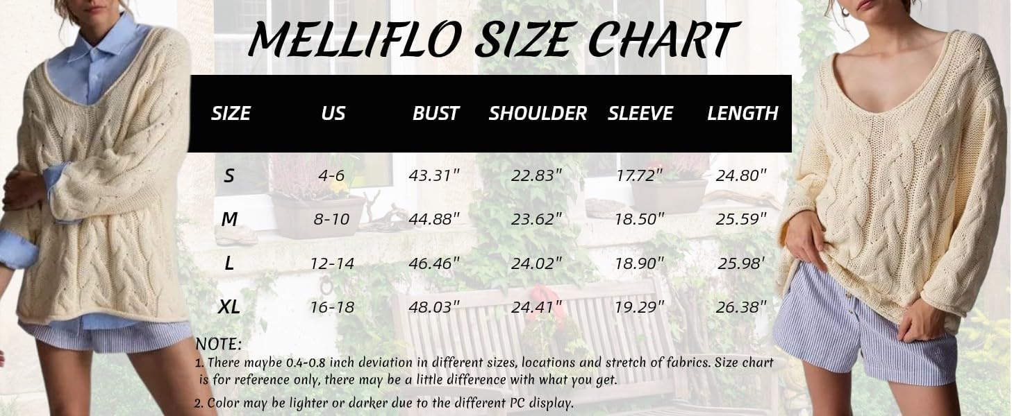 Melliflo Womens Oversized Cable Knit Sweater Fall V Neck Chunky Knit Sweater Casual Pullover Sweater Top - Image 2