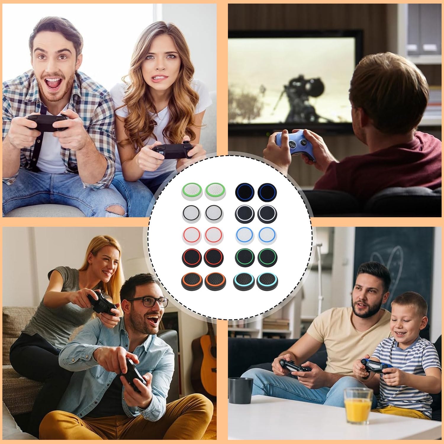 20 sztuk silikonowych kapsułek zamiennych do Joysticka, antypoślizgowa osłona ochronna na pokrętła kontrolera, kompatybilna z PS5, PS4, dla akcesoriów do kontrolerów gier Comfort