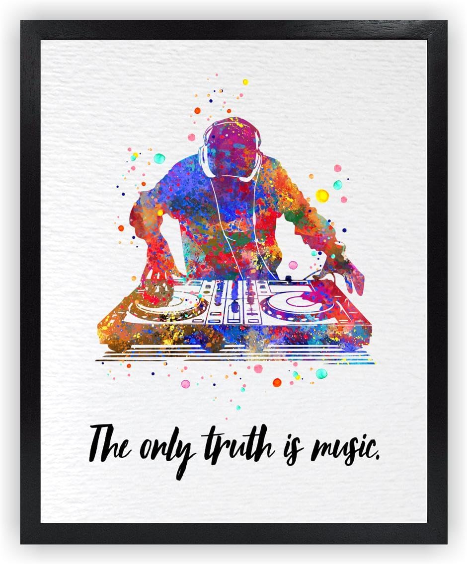 Dignovel Studios 11X14 Unframed DJ Music Live Only Truth is Music Lover Musician Studio Watercolor Art Print Poster Wall Hanging Decor DN872