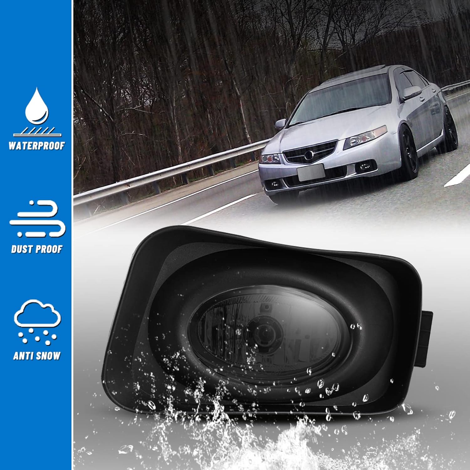 Fog Lights compatible for Acura TSX 2004 2005 Lamps Assembly Driver Passenger Replacement Smoke