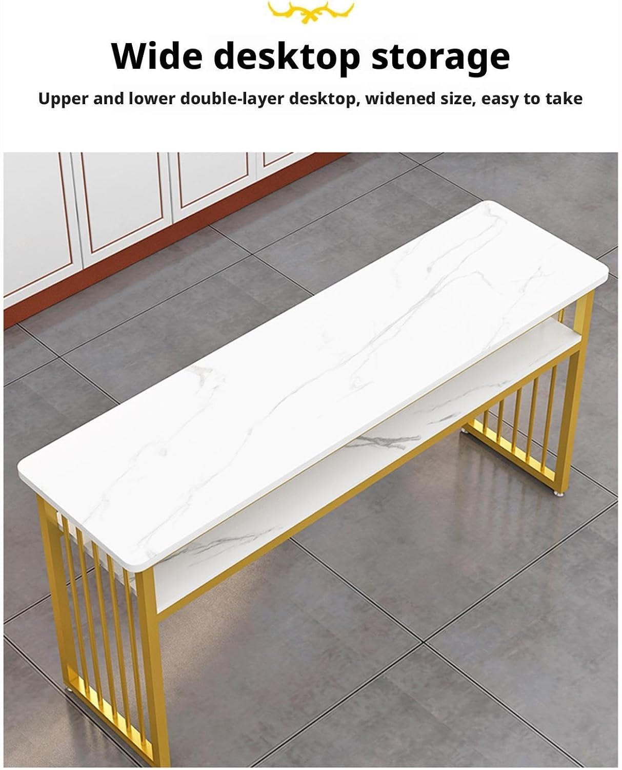 Nail Desk, Manicure Table Station, Marbling Texture Manicure with Multi Open Shelves, Spa Salon Workstation Easy Assembly(120x40x78cm)