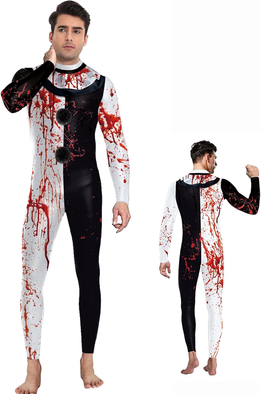 Terrifier Art The Clown Cosplay Bodysuit with Mask Men Terrifier Art Costume Jumpsuit for Hallloween Christmas