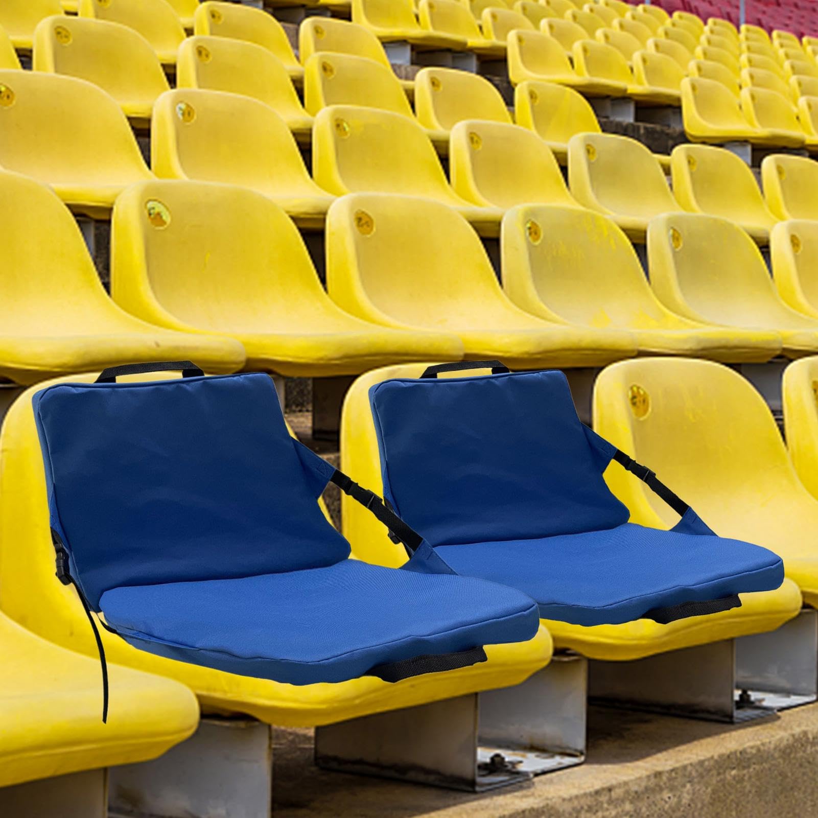 Asiento de estadio portátil, acolchado para estadio, asiento trasero, cojín cómodo, resistente al agua, para eventos al aire libre, deportes, conciertos, 38 x 34 x 34 cm, color negro